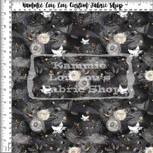 Grim Grinning Ghosts - Black Floral Coordinate