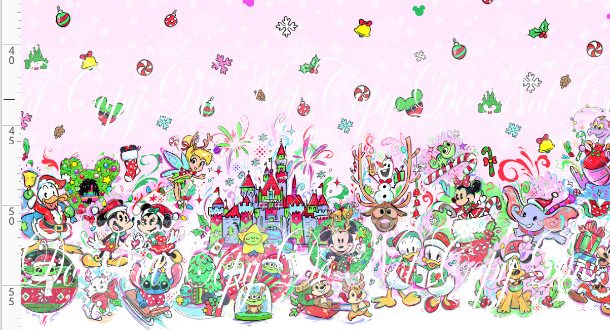 Kawaii Christmas - Double Border - PINK