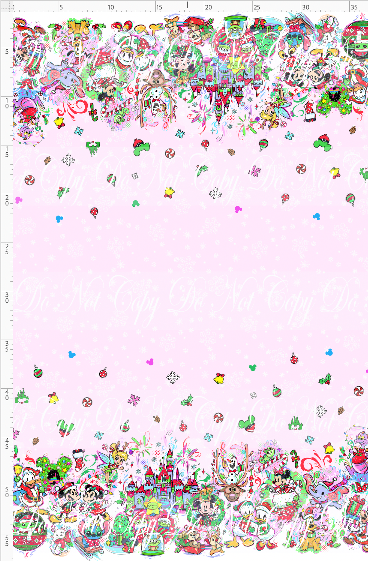 Kawaii Christmas - Double Border - PINK