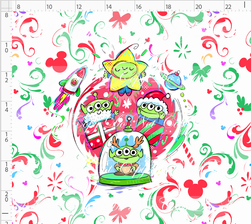 Kawaii Christmas - Panel - Simple Coordinate - White - Aliens - ADULT