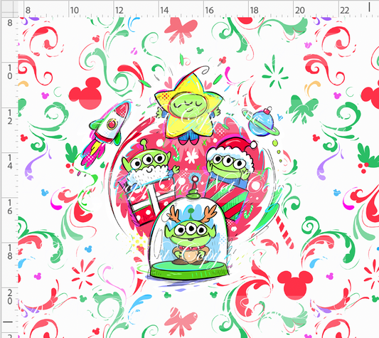 Kawaii Christmas - Panel - Simple Coordinate - White - Aliens - ADULT