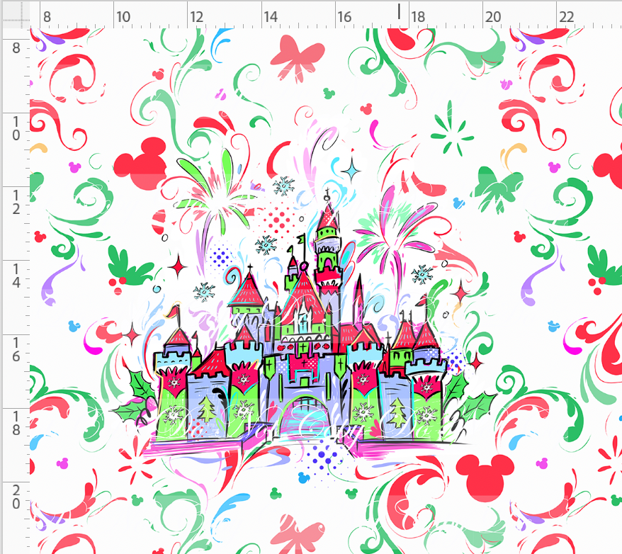Kawaii Christmas - Panel - Simple Coordinate - White - Castle - ADULT