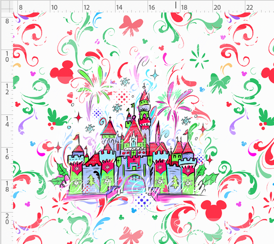 Kawaii Christmas - Panel - Simple Coordinate - White - Castle - ADULT