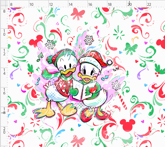 Kawaii Christmas - Panel - Simple Coordinate - White - Ducks - ADULT
