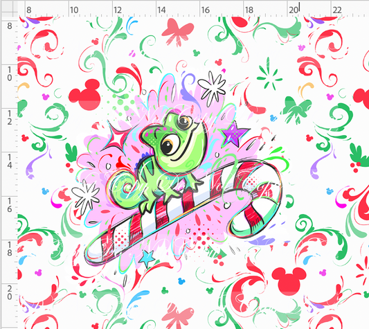 Kawaii Christmas - Panel - Simple Coordinate - White - Lizard - ADULT