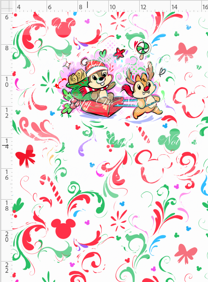 Kawaii Christmas - Panel - Simple Coordinate - White - Chipmunks - CHILD