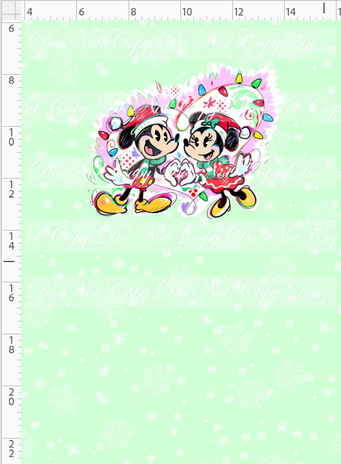 Kawaii Christmas - Panel - Snowflake - Mint - Mice - CHILD