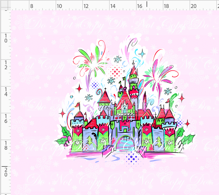 Kawaii Christmas - Panel - Snowflake - Pink - Castle - ADULT