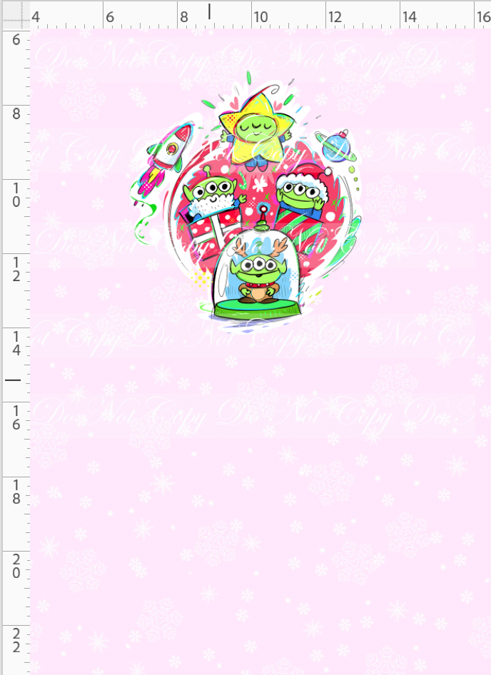 Kawaii Christmas - Panel - Snowflake - Pink - Aliens - CHILD