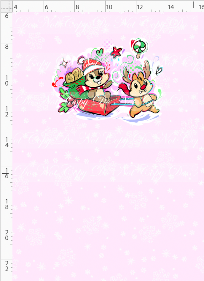 Kawaii Christmas - Panel - Snowflake - Pink - Chipmunks - CHILD