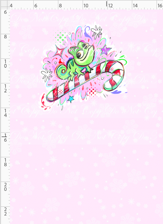 Kawaii Christmas - Panel - Snowflake - Pink - Lizard - CHILD