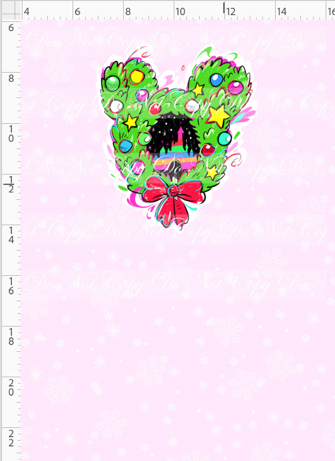 Kawaii Christmas - Panel - Snowflake - Pink - Wreath - CHILD
