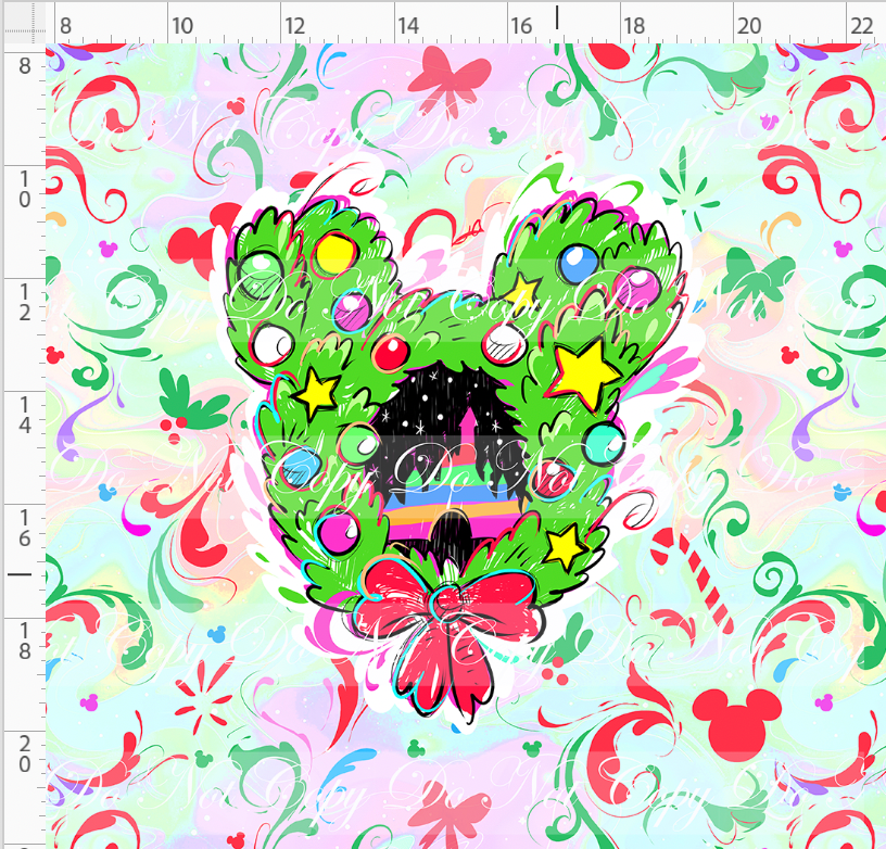 Kawaii Christmas - Panel - Simple Coordinate - Colorful - Wreath - ADULT