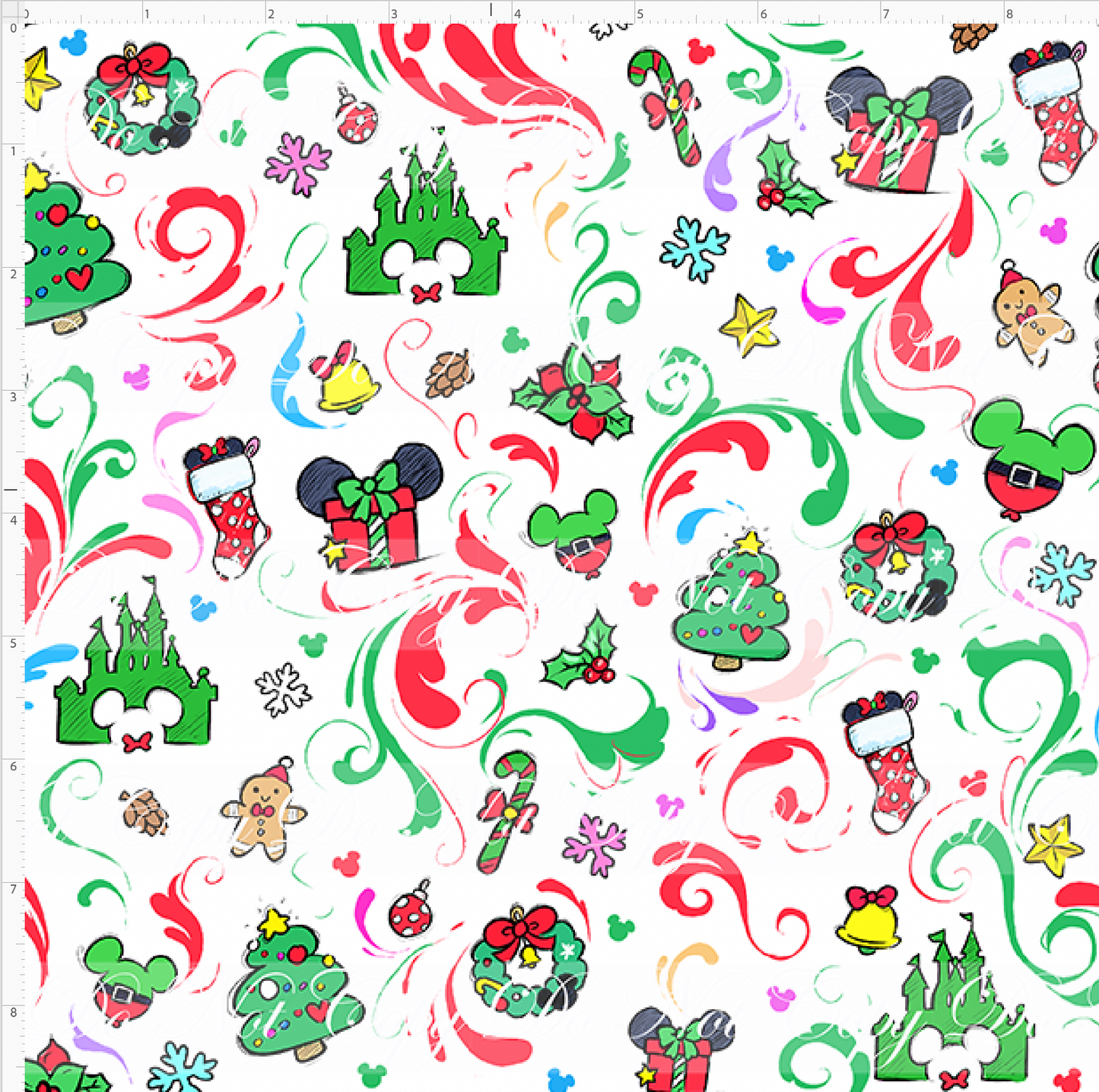 Kawaii Christmas - Detailed Coordinate - White - SMALL SCALE