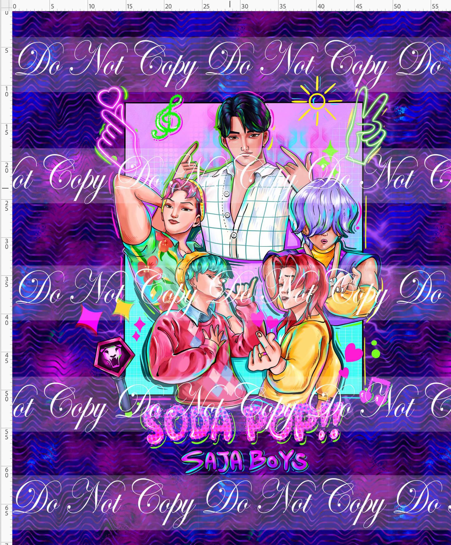 KPOP Huntrix - Full Size Blanket Panel 58W x 72H - Boys - Purple Blue