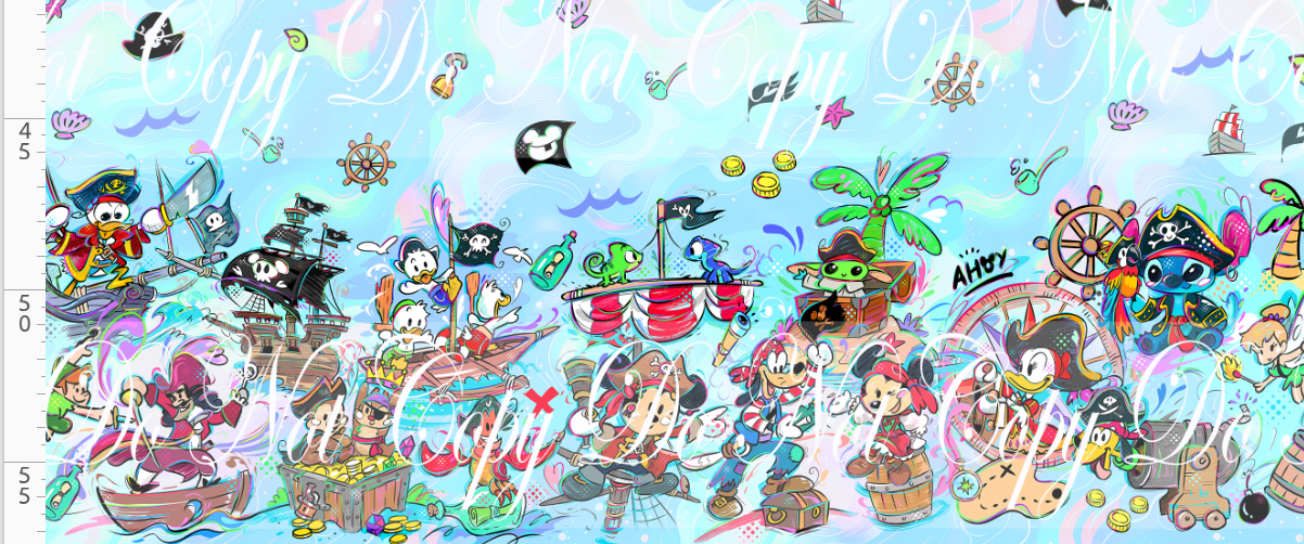 Kawaii Pirates - Double Border -  Pastel