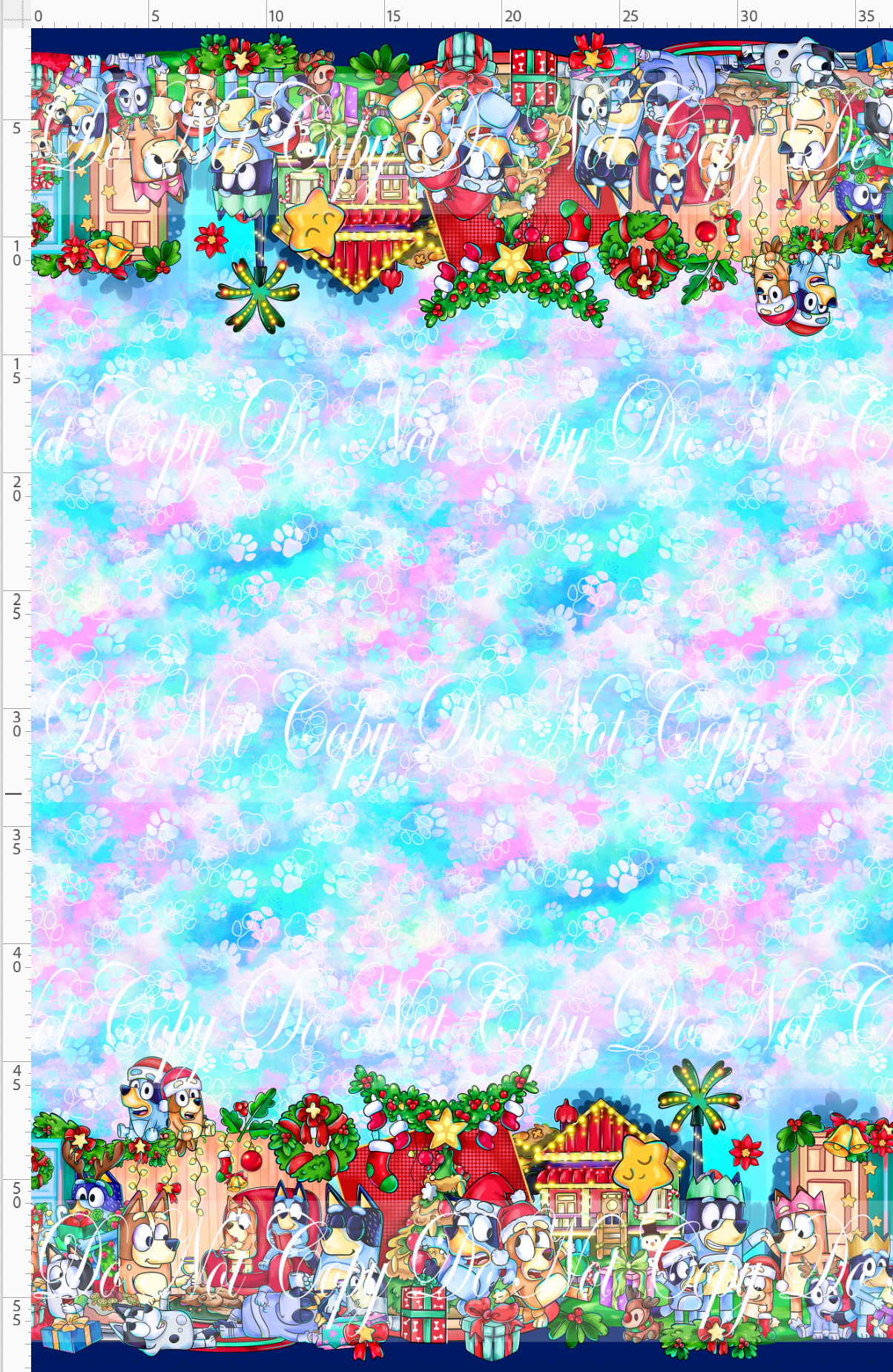 Heeler Holidays - double border - cotton candy