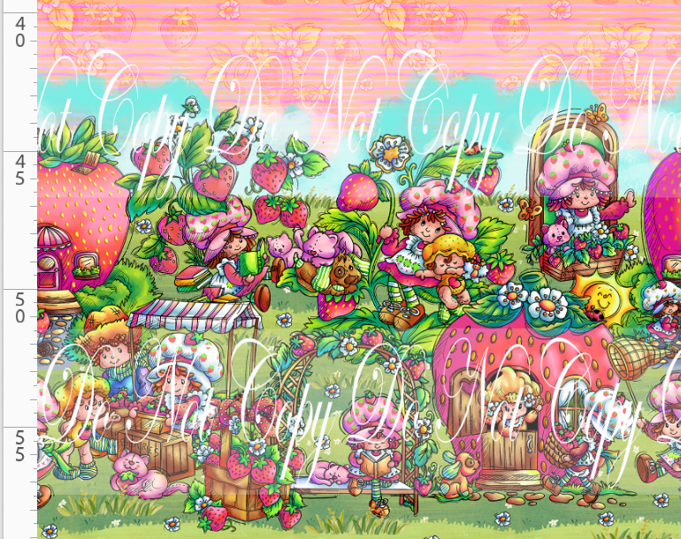 Down in the Strawberry Patch - Double Border - Pink