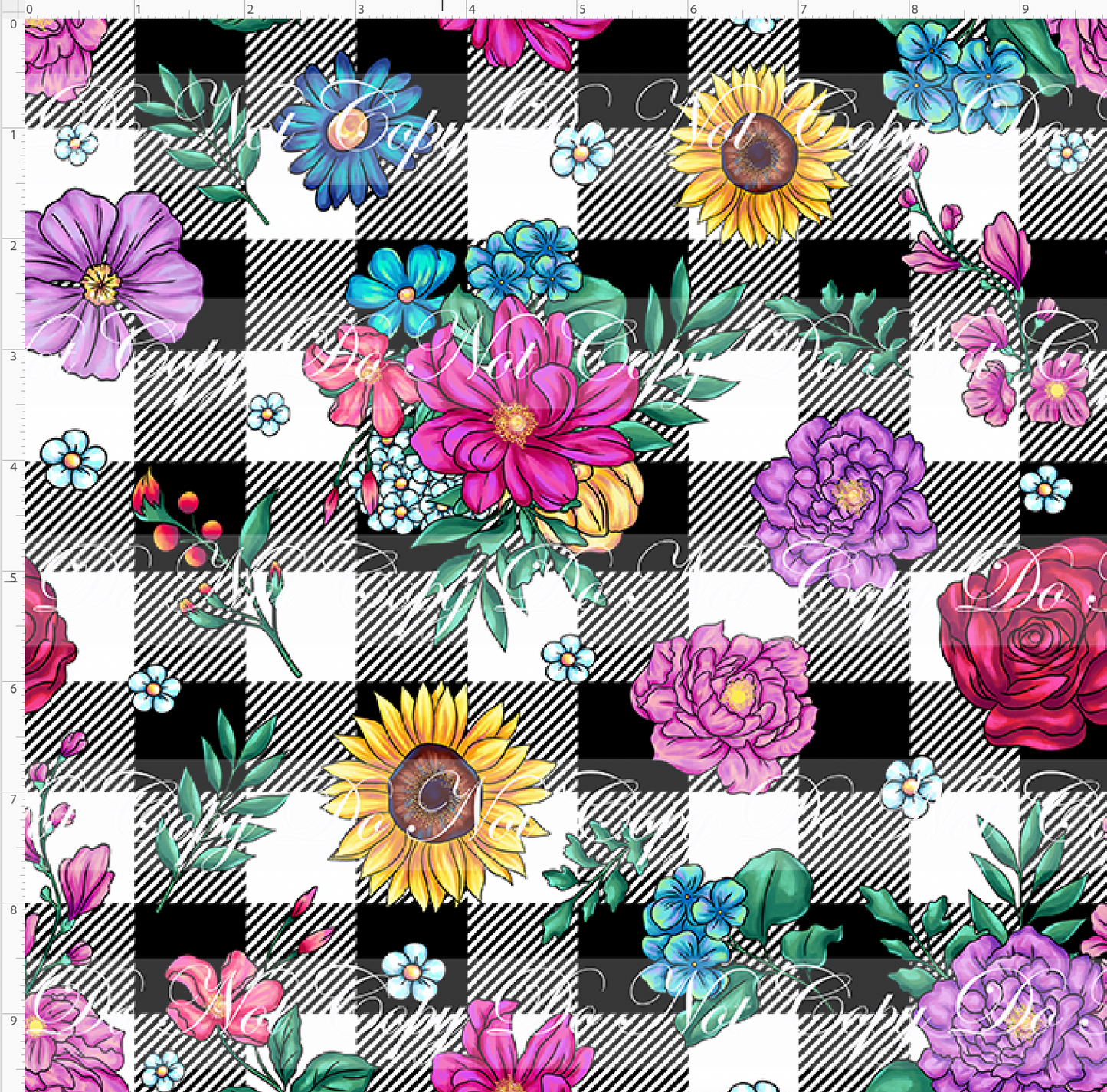 Springtime Mouse - Flowers on Plaid