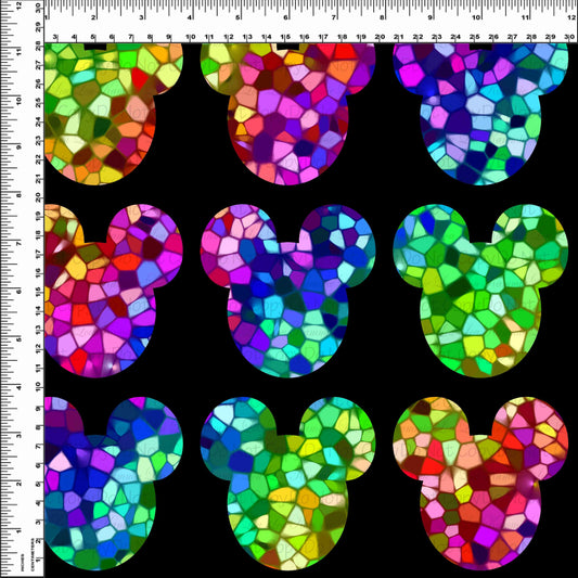 Stained Glass Mouse - Mouse Head - Black - Large Scale