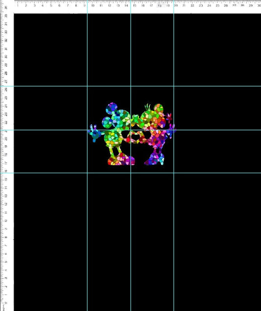 Stained Glass Mouse - Panel - Kiss - Black - ADULT