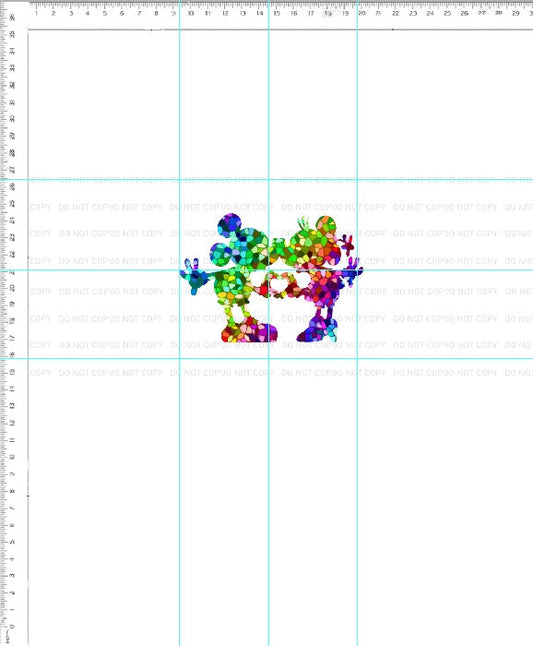 Stained Glass Mouse - Panel - Kiss - White - ADULT