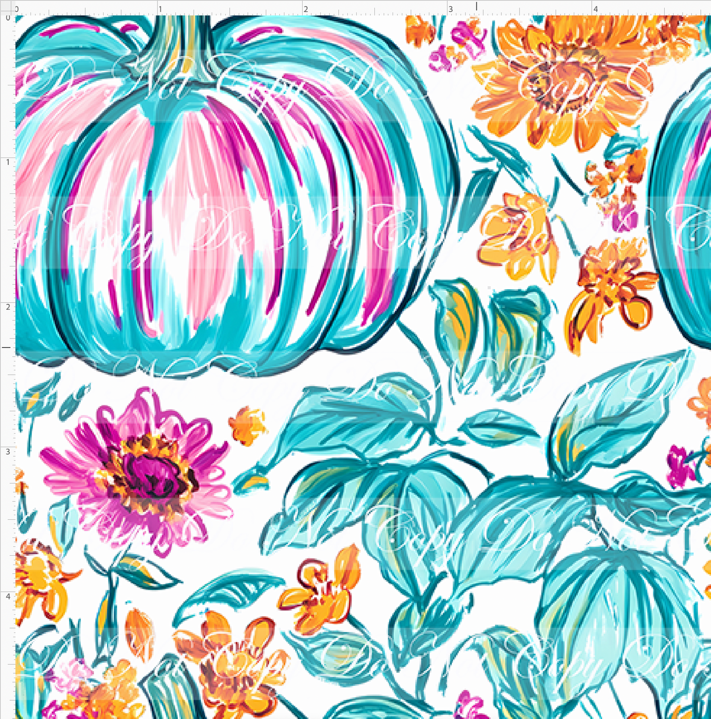 Teal & Floral Fall - Design 4