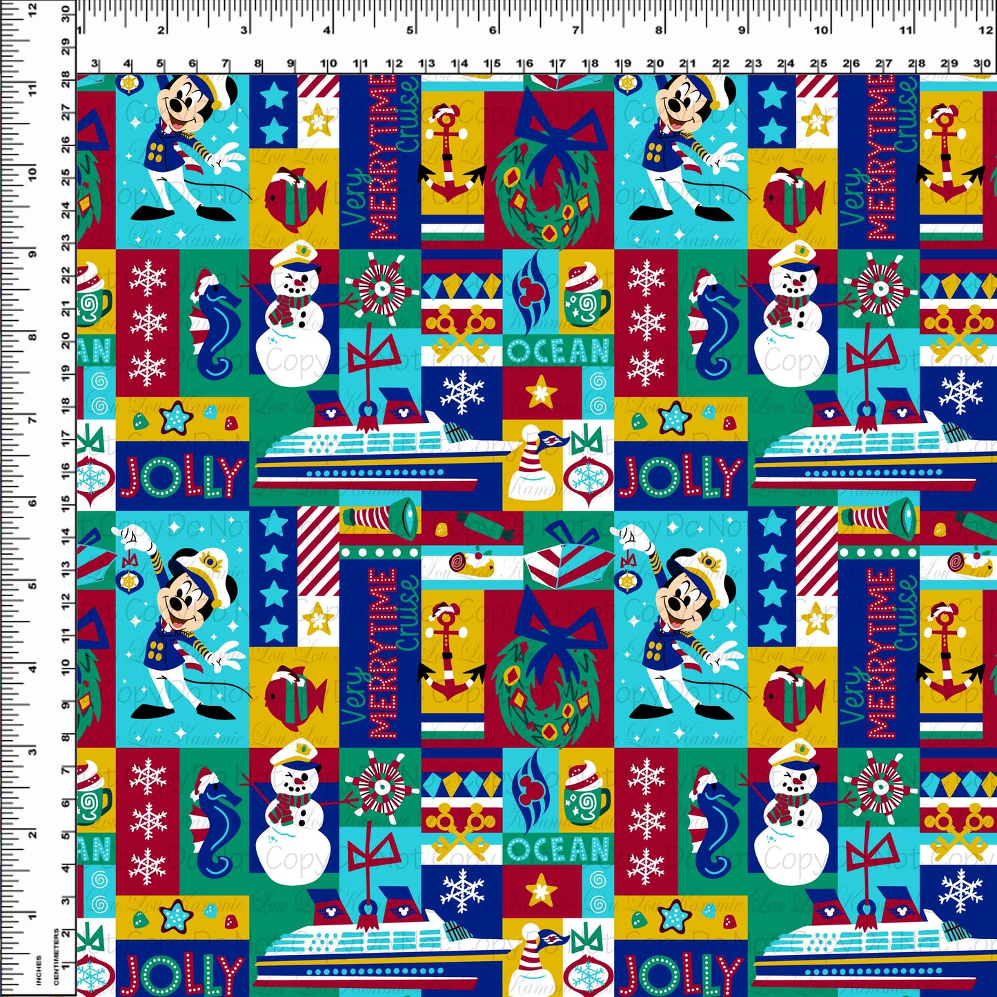 Christmas Cruise - Main - Merrytime - Patchwork - Small Scale (6x6)