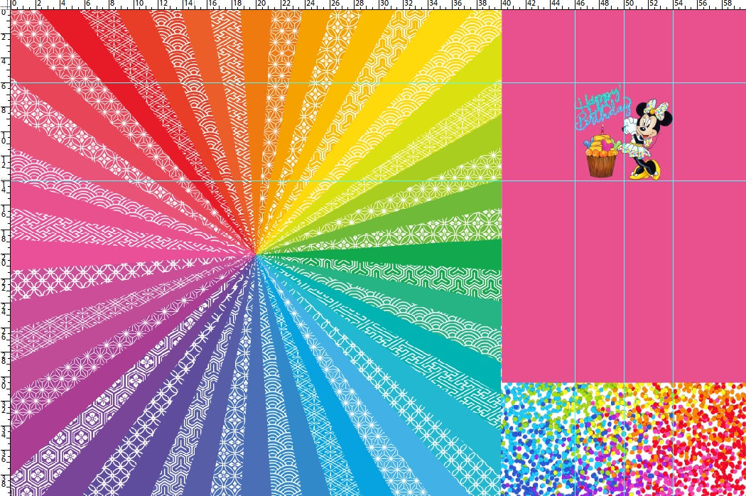 Birthday Bash - Celebration - Circle Skirt Rapport Panel 58W x 36H - Happy Birthday Bright