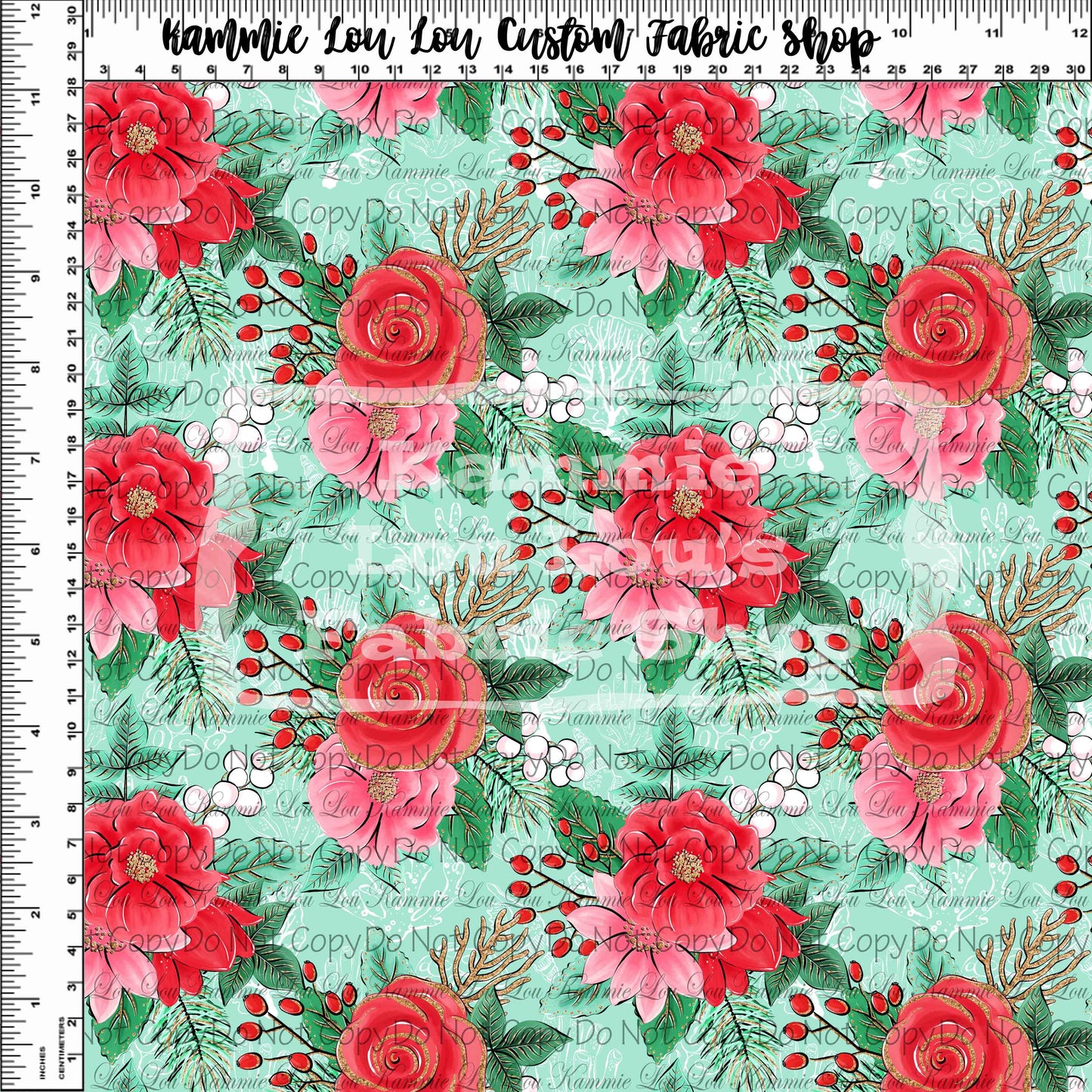 Festive Florals - Green Floral Toss