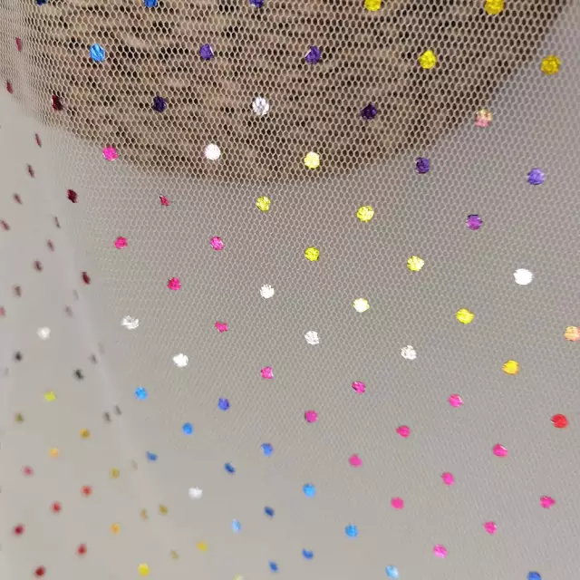 Tulle : Foil Mini Dots - Rainbow