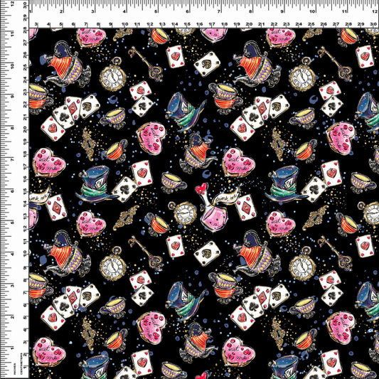 R107 Wonderland Tea Party - Black toss