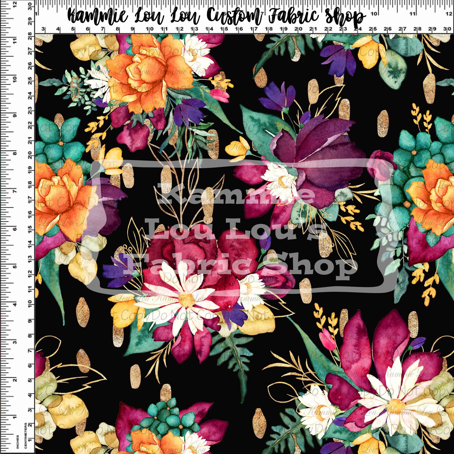 R127 : Winter Florals - Main Floral - Black