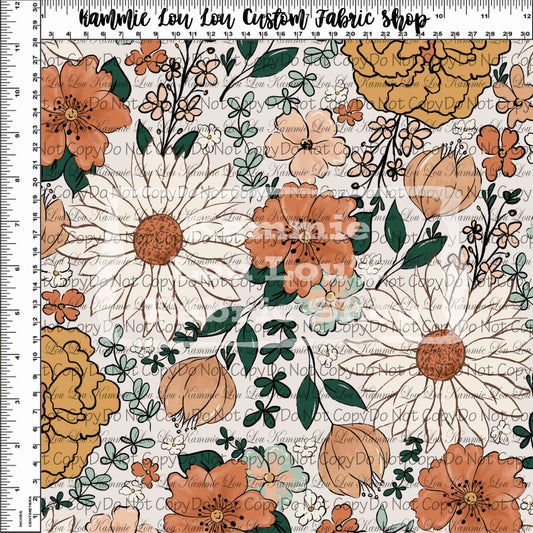 Fall Vintage Florals - White Main Floral