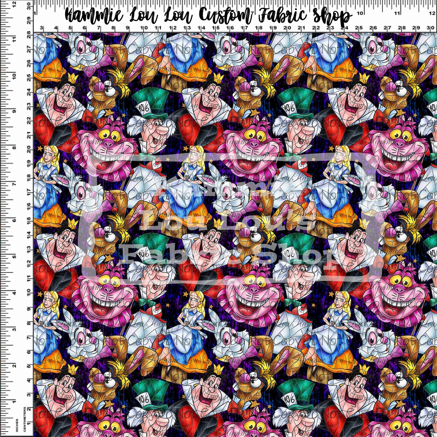 Stained Glass Alice - Main Toss - Black - Small Scale