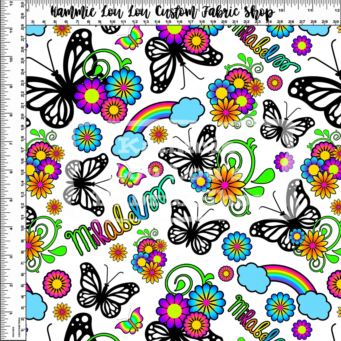 R111 : La Familia - Butterflies & Flowers - White