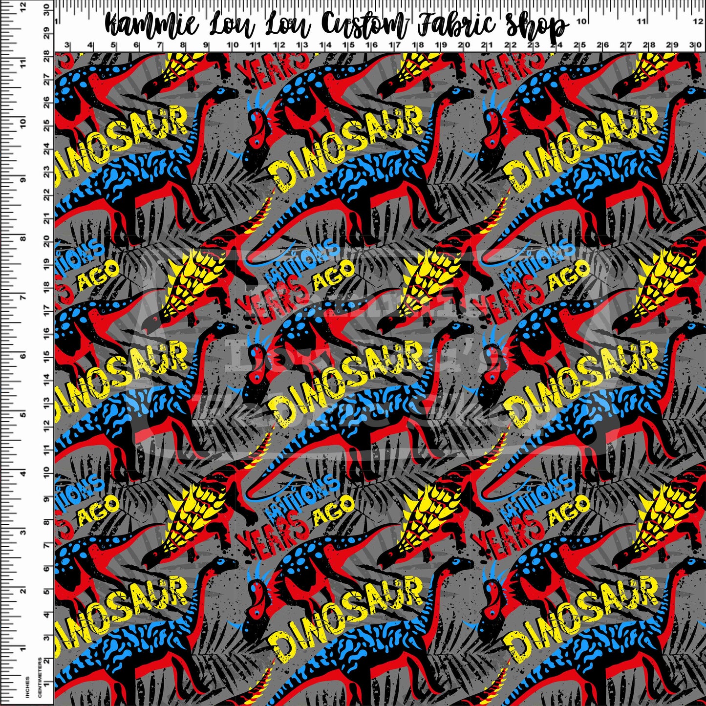 R111 : RAWR! - Primary Dinosaur on Grey Toss