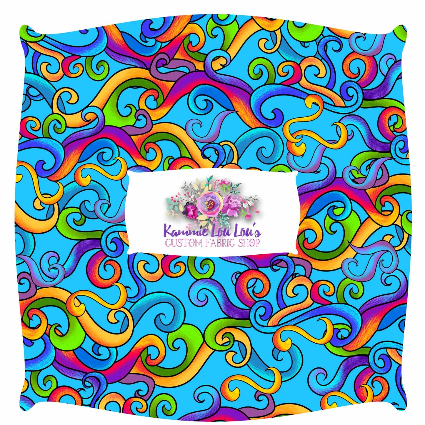 R115 Psychedelic Tea Party - Blue Swirls