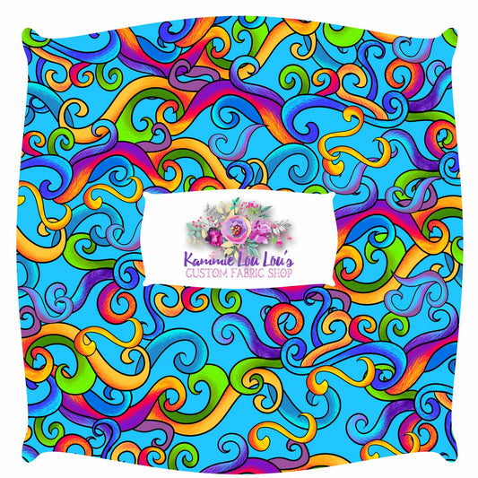 R115 Psychedelic Tea Party - Blue Swirls