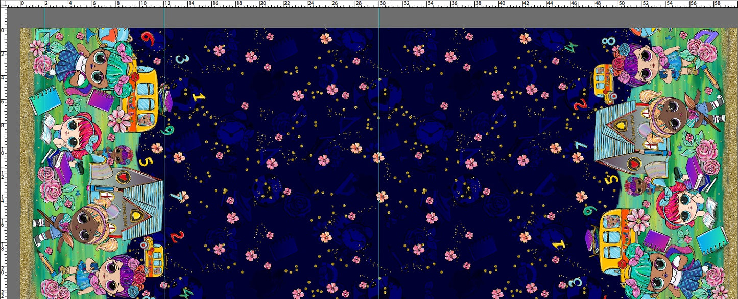 R117 Back to School - Dollhouse Collection - Double Border - Navy