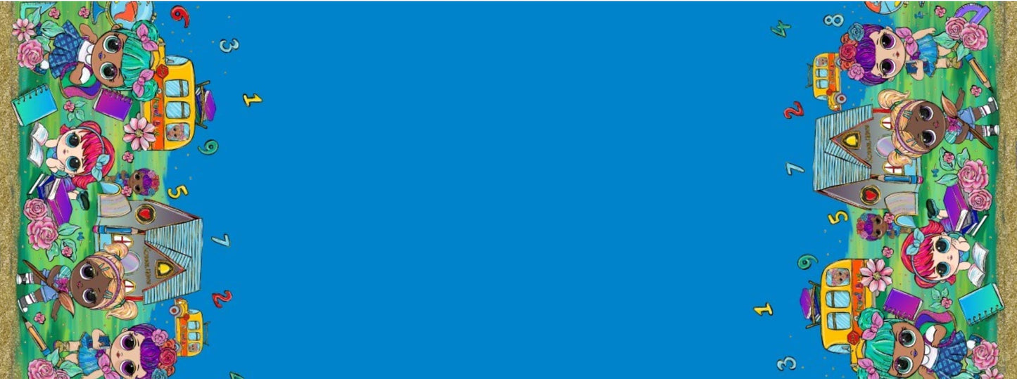 R117 Back to School - Dollhouse Collection - Double Border - Solid Blue