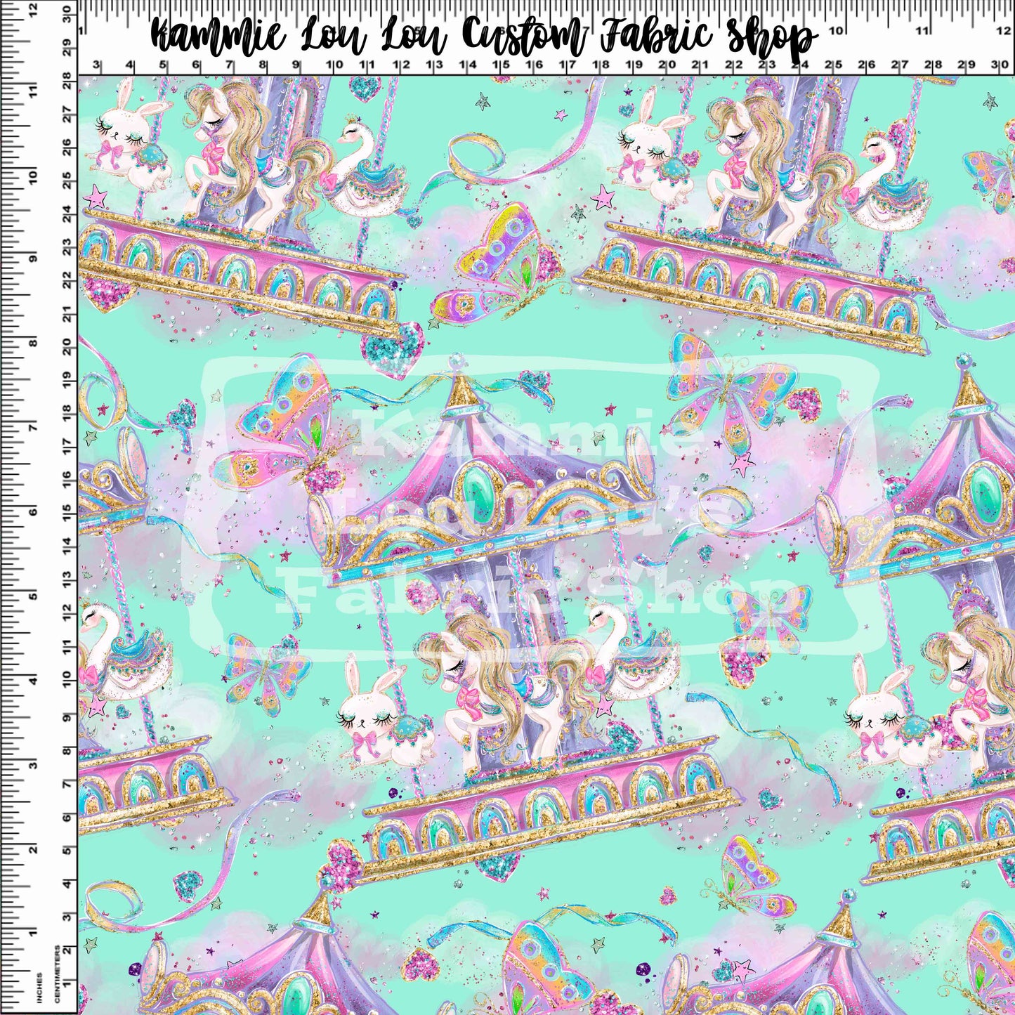 R120 - Whimsical Carousel Carousel - Regular Scale - Teal