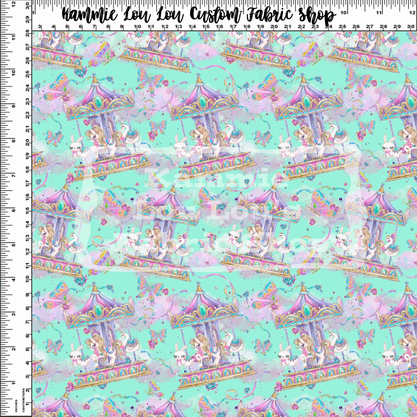 R120 - Whimsical Carousel Carousel - Small Scale - Teal