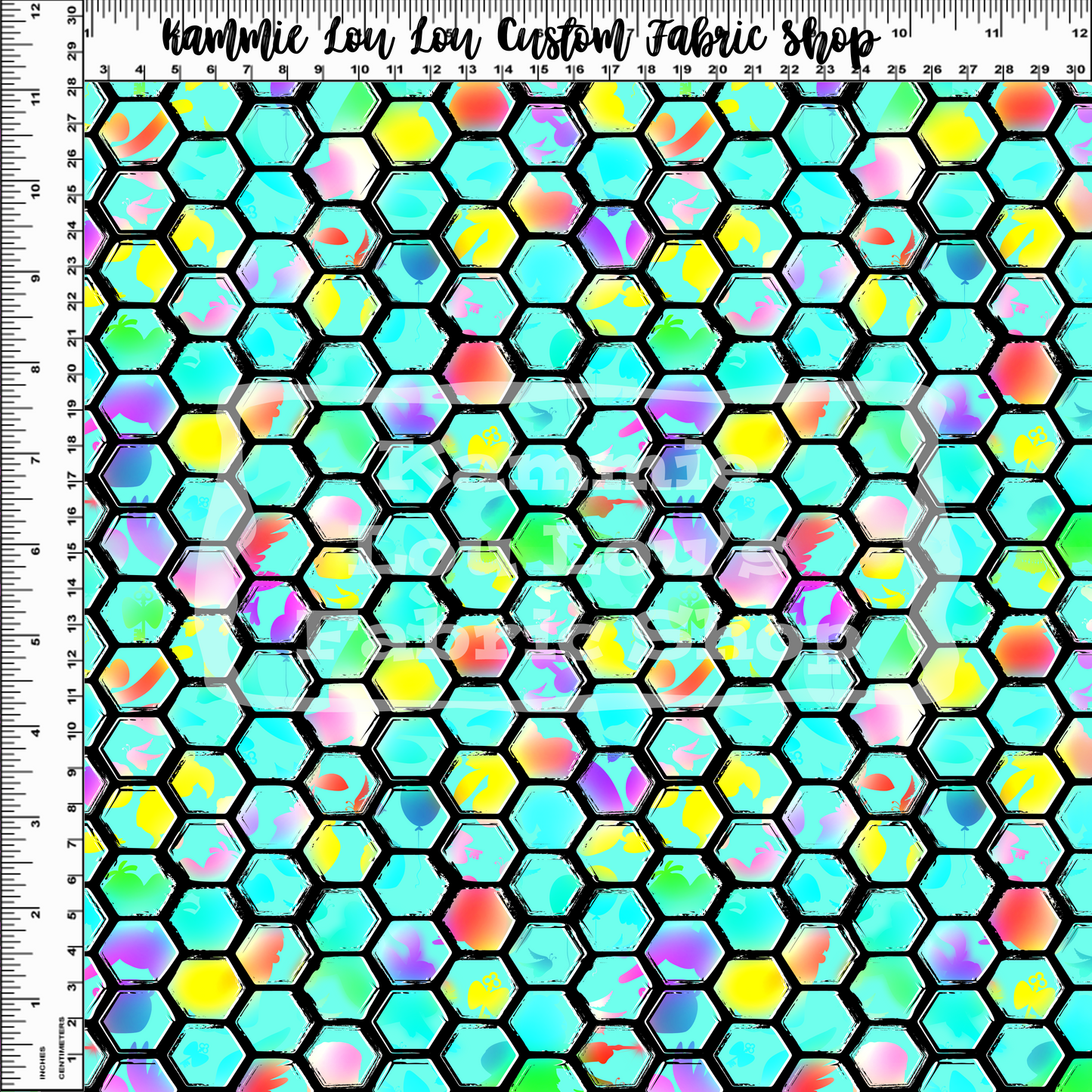 R123 - Pooh Potter - PP TEAL RAINBOW BG