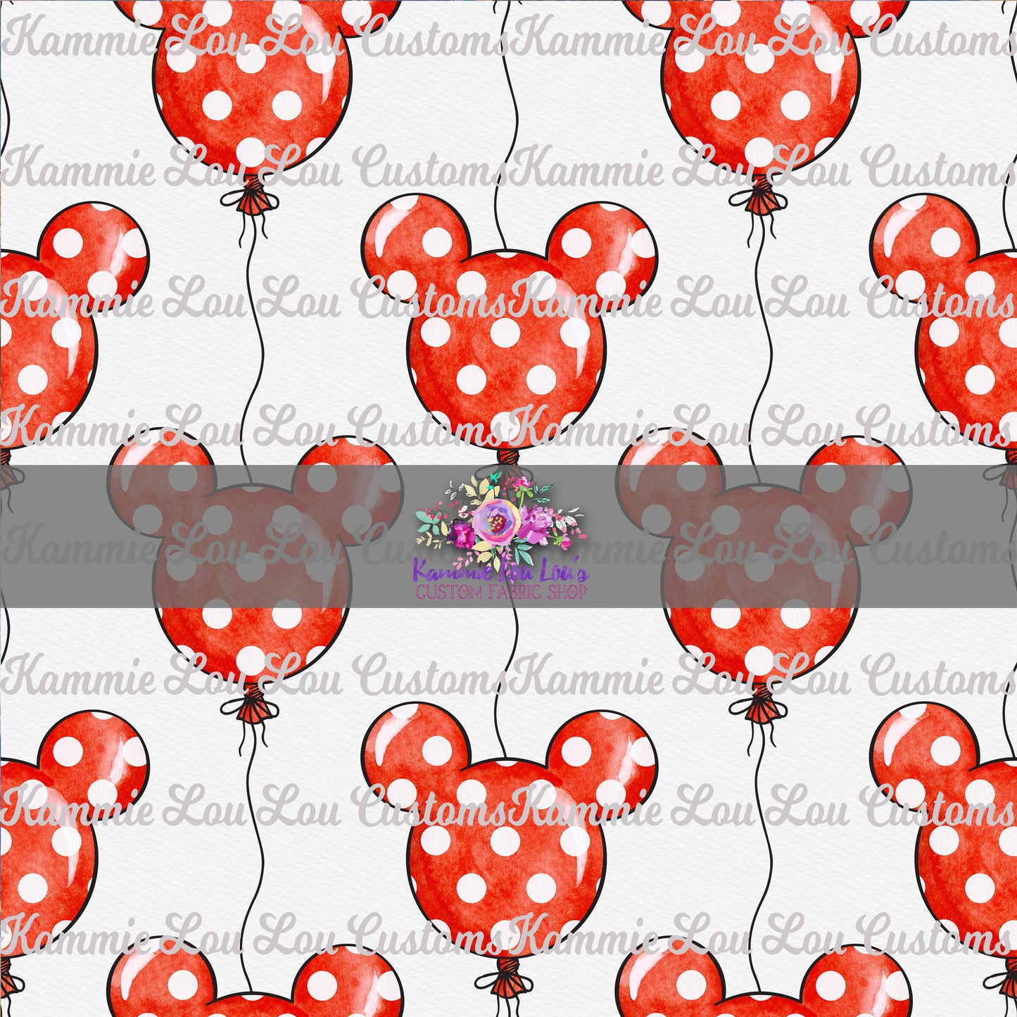 R124 Magical Escape - Classic Mouse - Minnie Balloons on White