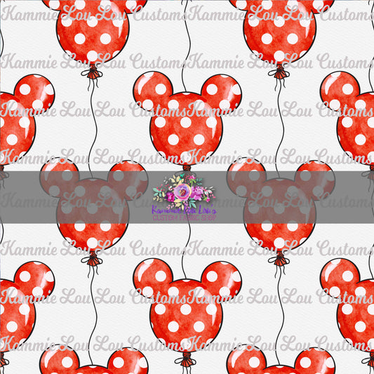 R124 Magical Escape - Classic Mouse - Minnie Balloons on White