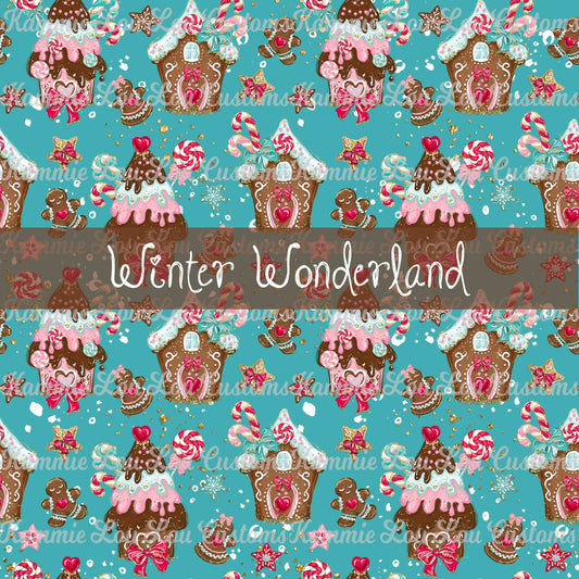 R124 Winter Wonderland - Gingerbread Houses - Teal