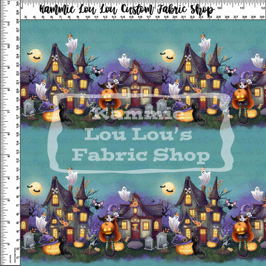 R125 Happy Halloween - Mini Rows - Teal 6 inch