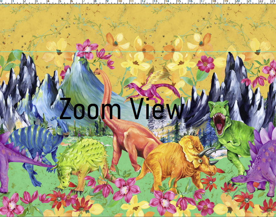 R108 Prehistoric Paradise - Double Border - Yellow