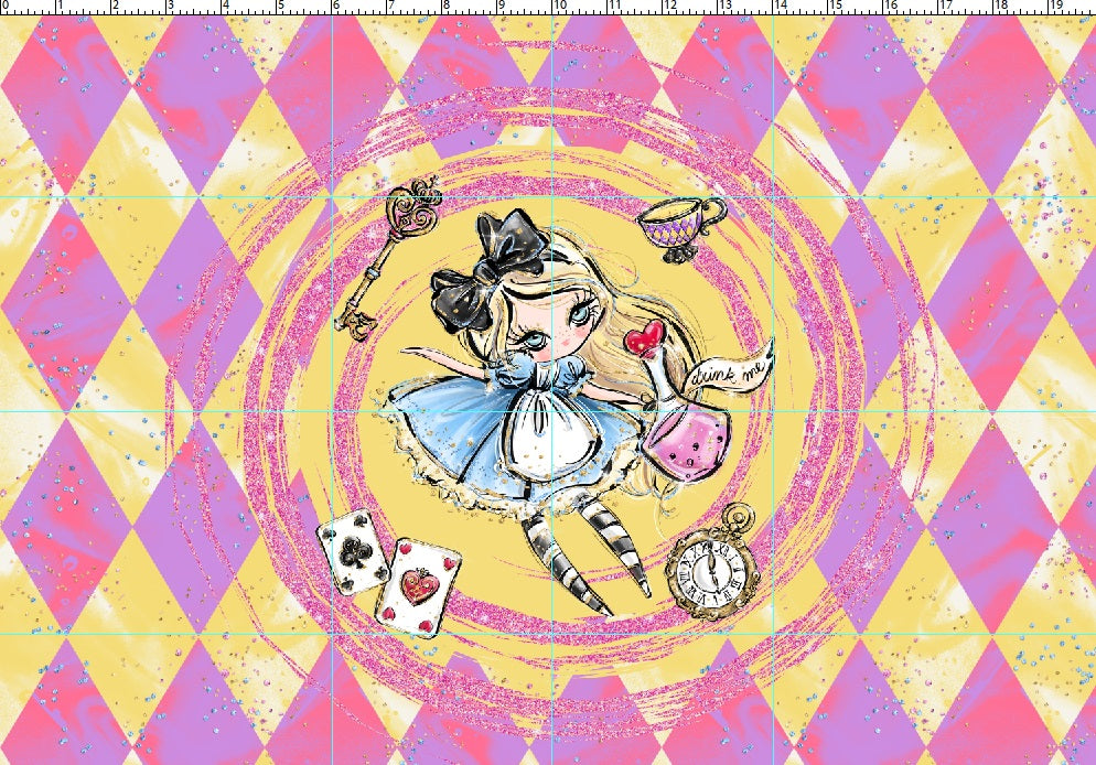 R107 Wonderland Tea Party - Panel 3 - Pastel Falling - adult